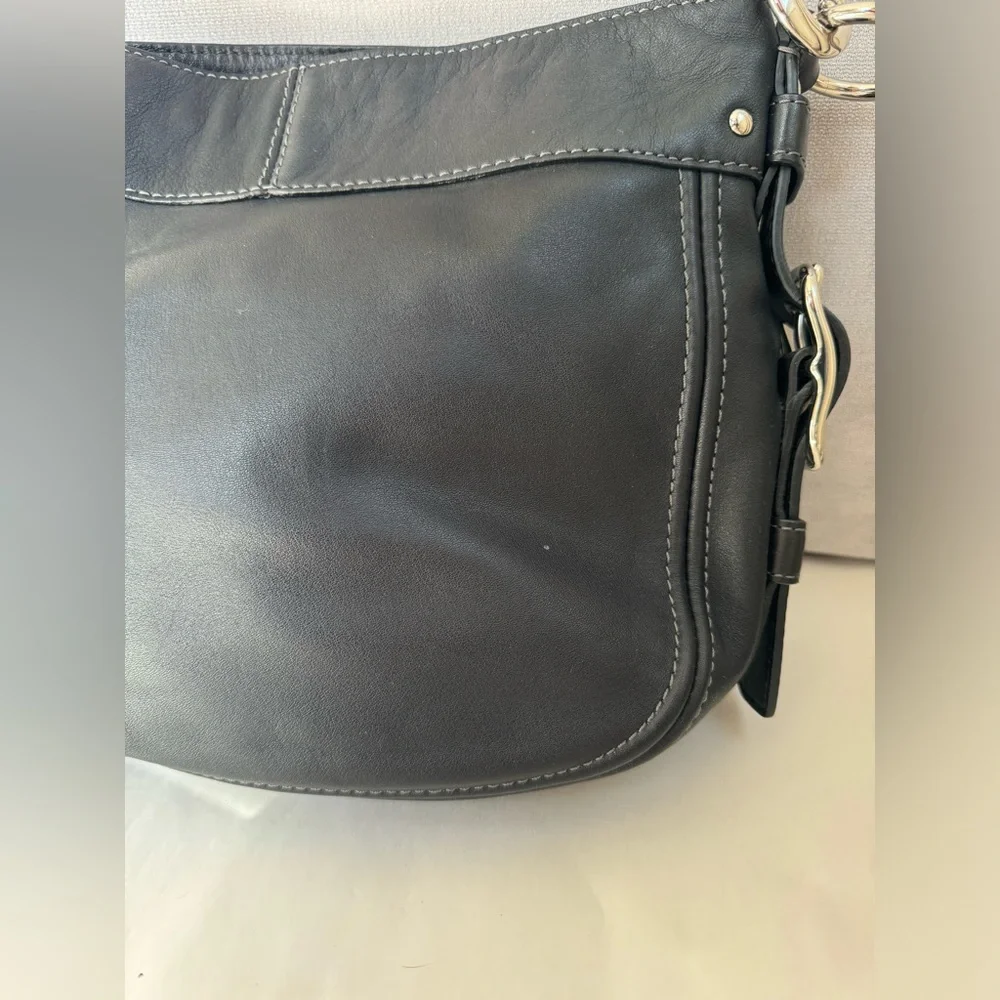Coach Black Leather Zoe Shoulder Bag EUC Y2k Silver Hardware Hobo